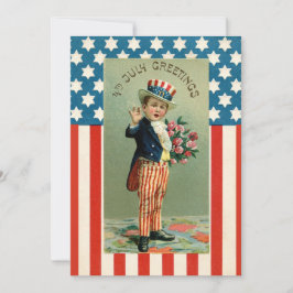  Retro juli 4th USA Young Uncle Sam Feestdagenkaart