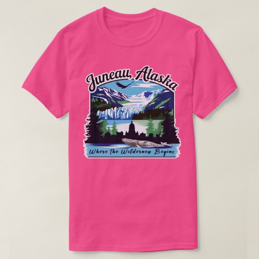 Retro  Juneau Alaska waar de wildernis B T-shirt (Design voorkant)