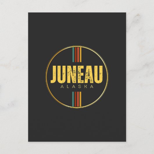 Retro  Juneau Stad Alaska State 70s Groovy Briefkaart (Voorkant)