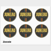 Retro  Juneau Stad Alaska State 70s Groovy Ronde Sticker (Vel)