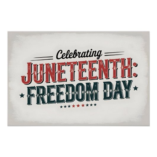 Retro Juneteenth Typography, Black Freedom Day Perfect Poster (Voorkant)