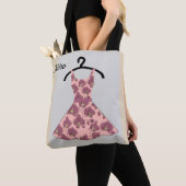 Retro  jurk poka stipt zwart wit koraal tote bag (Dichtbij)