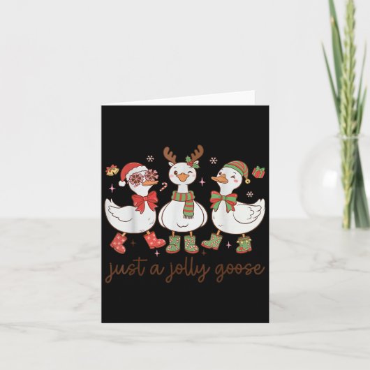Retro Just A Jolly Goose Satan Christmas Holiday C Kaart (Voorkant)