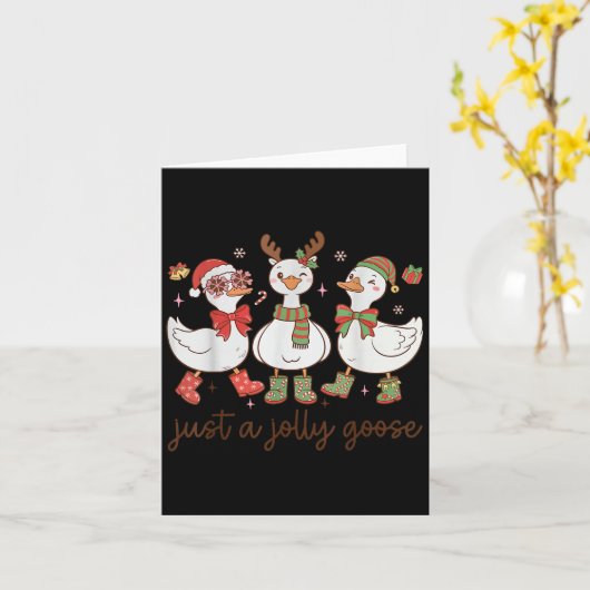 Retro Just A Jolly Goose Satan Christmas Holiday C Kaart (Gele Bloem)