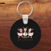Retro Just A Jolly Goose Satan Christmas Holiday C Sleutelhanger (Voorkant)