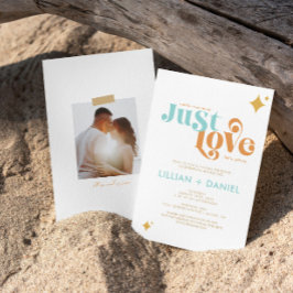 Retro Just Love Casual Wedding Invitation Kaart