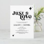 Retro Just Love informele en Casual bruiloft Kaart (Staand voorkant)