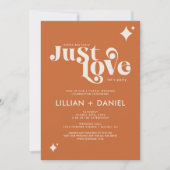 Retro Just Love Oranje and Cream Casual Wedding Kaart (Voorkant)