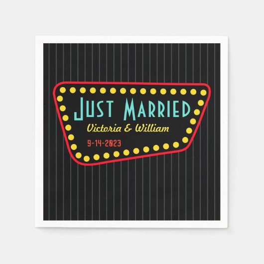 Retro Just Married Trouwservetten  Servet (Voorkant)