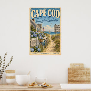 Retro Kaap Cod Massachusetts Reisposter Kust Poster