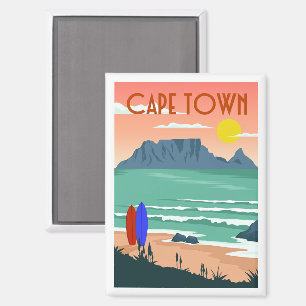 Retro Kaapstad Zuid-Afrika Tafelberg kunst Magneet