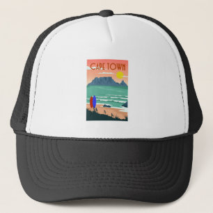 Retro Kaapstad Zuid-Afrika Tafelberg kunst Trucker Pet