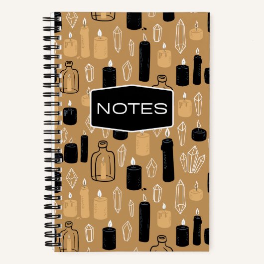 Retro Kaarsen en Kristallen Witchy Notitieboek (Voorkant)