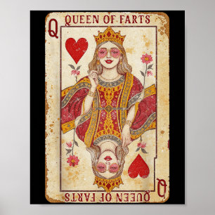 Retro Kaart Queen of Farts Funny Novelty Fart Quee Poster