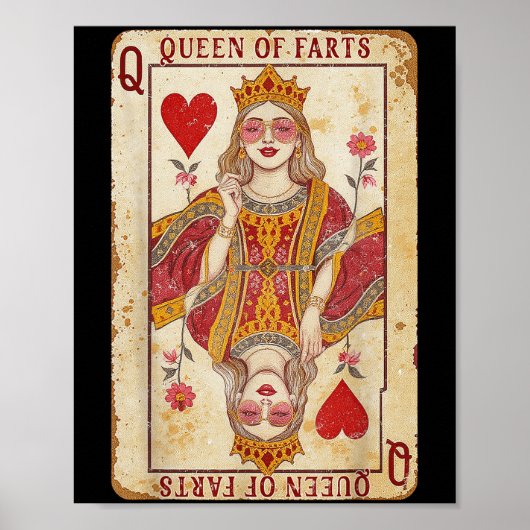 Retro Kaart Queen of Farts Funny Novelty Fart Quee Poster (Voorkant)