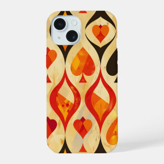 Retro Kaart Suits iPhone 15 Case