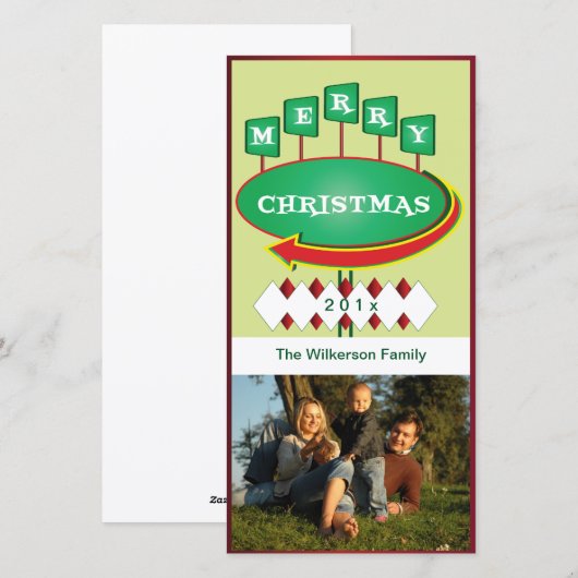Retro Kaart van de Foto van het Teken van Kerstmis (Voorkant / Achterkant)