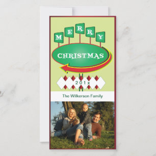 Retro Kaart van de Foto van het Teken van Kerstmis