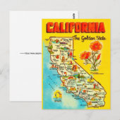 Retro kaart van de staat Californië (Voorkant / Achterkant)