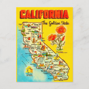 Retro kaart van de staat Californië 