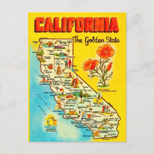 Retro kaart van de staat Californië (Voorkant)