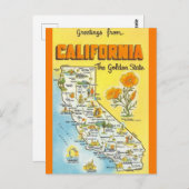 Retro kaart van de staat Californië (Voorkant / Achterkant)