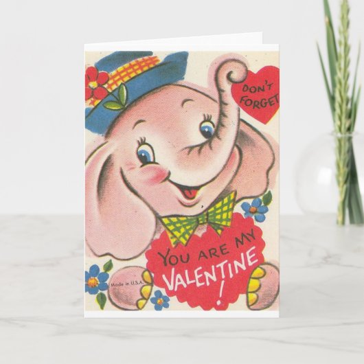 Retro Kaart van de Valentijnsdag van de Olifant (Voorkant)