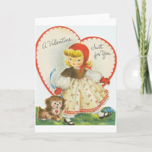 Retro Kaart van de Valentijnsdag van het Meisje en