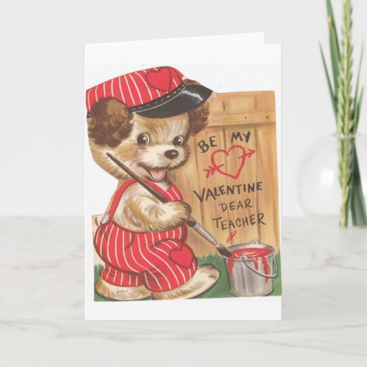 Retro Kaart van de Valentijnsdag van het Puppy (Voorkant)