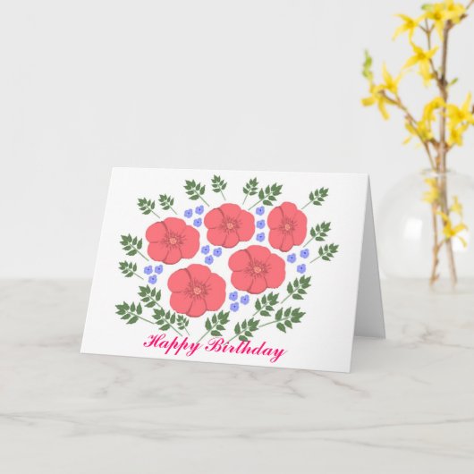 Retro Kaart van de Verjaardag van de Jaren '70 (Gele Bloem)