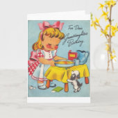 Retro Kaart van de Verjaardag van de Kleindochter (Gele Bloem)