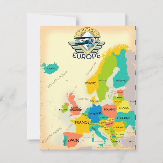 Retro kaart van Europa. (Voorkant)