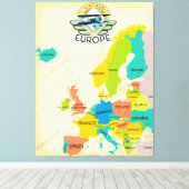Retro kaart van Europa. Canvas Afdruk (Insitu (Houten vloer))