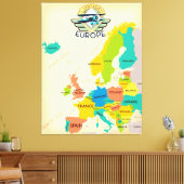 Retro kaart van Europa. Canvas Afdruk (Insitu (Woonkamer))