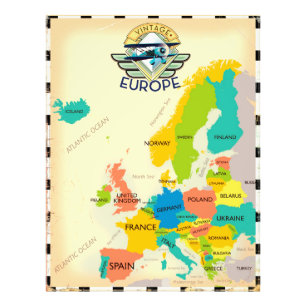 Retro kaart van Europa. Foto Afdruk