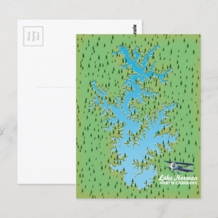 Retro-kaart van het meer Norman South Carolina Briefkaart