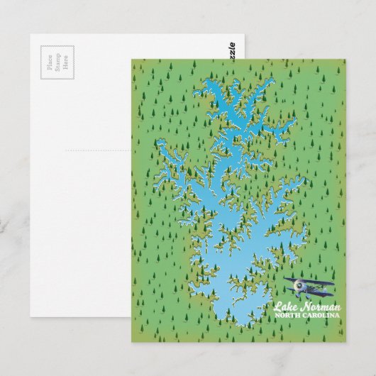 Retro-kaart van het meer Norman South Carolina Briefkaart (Voorkant / Achterkant)