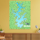 Retro-kaart van het meer Norman South Carolina Canvas Afdruk (Insitu (Woonkamer))