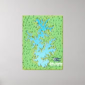 Retro-kaart van het meer Norman South Carolina Canvas Afdruk (Voorkant)