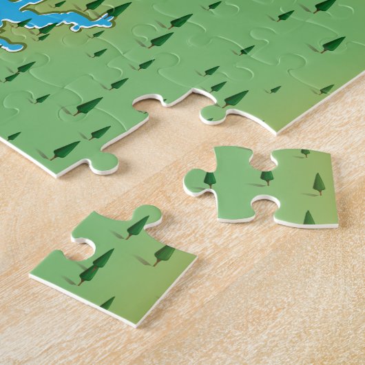 Retro-kaart van het meer Norman South Carolina Legpuzzel (Zijkant)