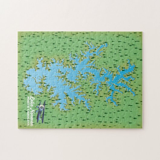 Retro-kaart van het meer Norman South Carolina Legpuzzel (Horizontaal)