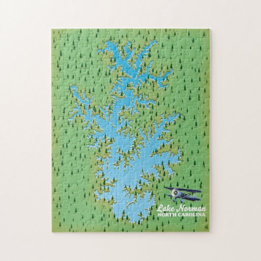 Retro-kaart van het meer Norman South Carolina Legpuzzel (Verticaal)