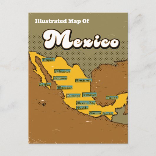 Retro kaart van Mexico (Voorkant)