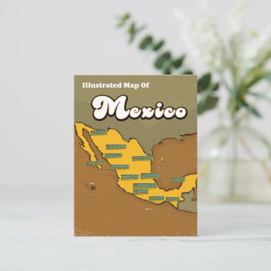 Retro kaart van Mexico (Staand voorkant)