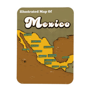 Retro kaart van Mexico Magneet