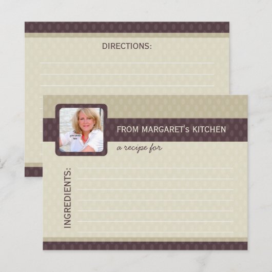 Retro Kaarten van het Recept van de Foto van (Voorkant / Achterkant)