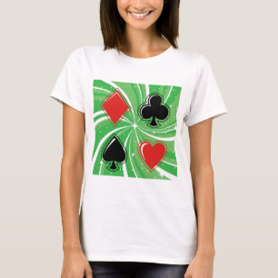 Retro Kaartkleuren Fel Rood en Zwart T-shirt