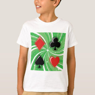 Retro kaartkleuren levendig rood en zwart t-shirt