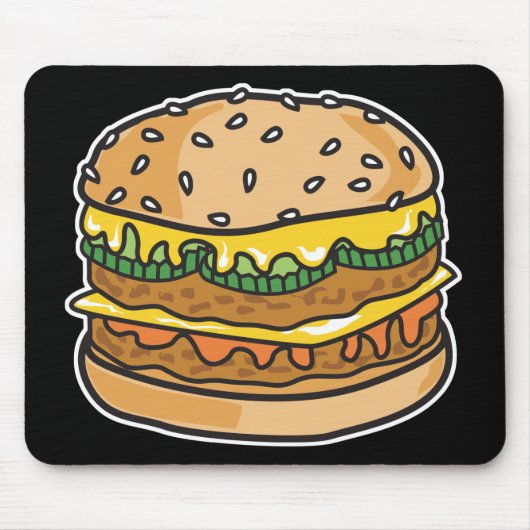 retro kaas hamburger muismat (Voorkant)