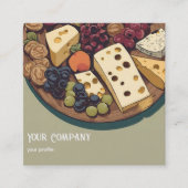 Retro kaasschotel met druiven vierkante visitekaartje (Voorkant)